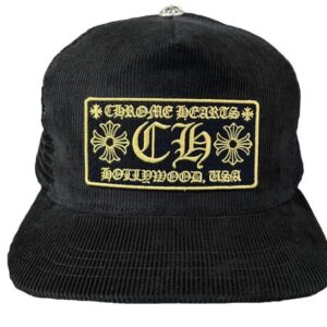 Hollywood Corduroy Chrome Hearts Trucker Hat – Black-Gold