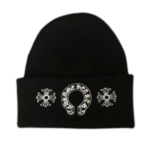 Horseshoe Skull Chrome Hearts Cap Beanie – Black