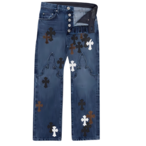 Fleur Knee Chrome Hearts Cross Patch Jeans